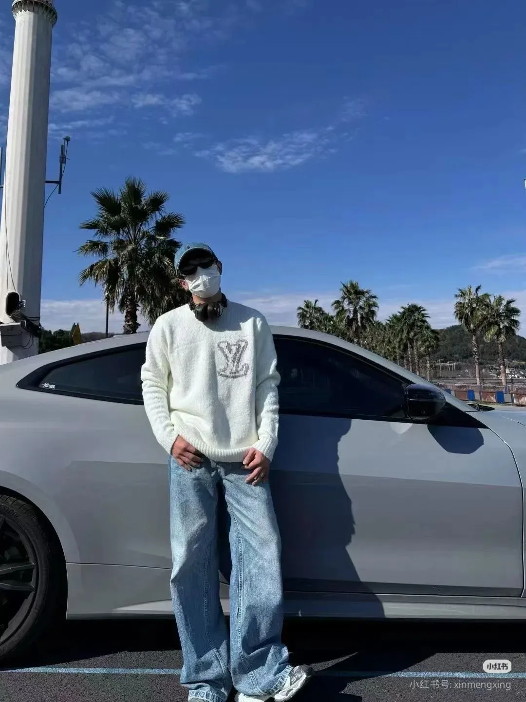 Louis Vuitton front and rear logo jacquard sweater